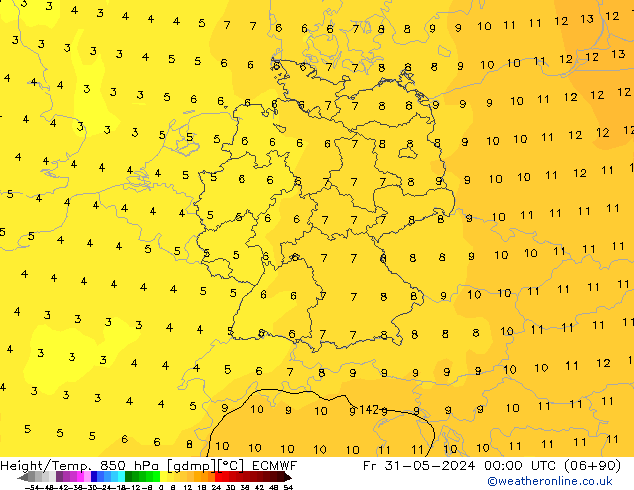 Height/Temp. 850 hPa ECMWF pt. 31.05.2024 00 UTC