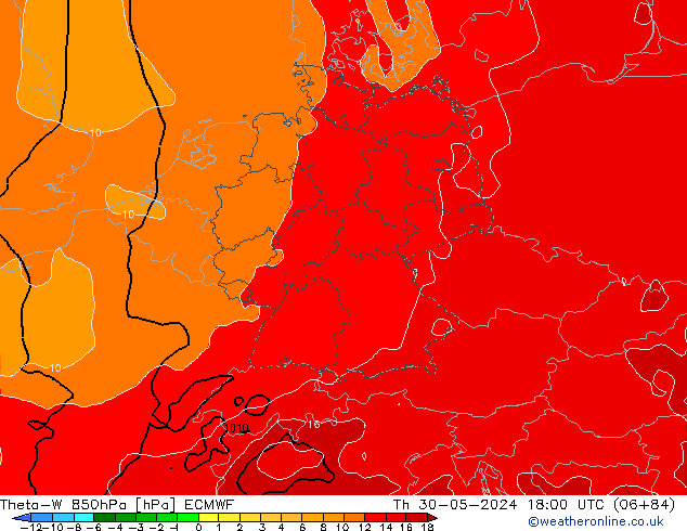 Theta-W 850hPa ECMWF jeu 30.05.2024 18 UTC