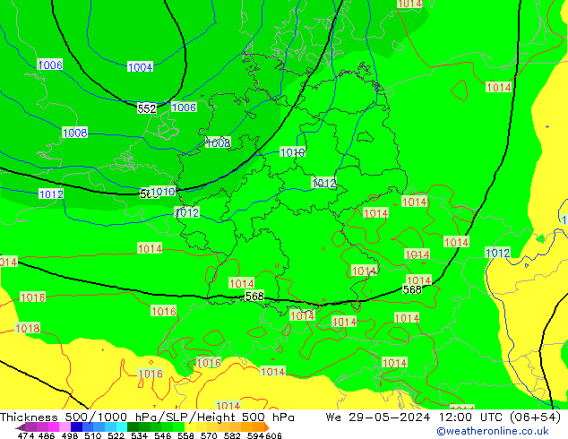 Thck 500-1000hPa ECMWF We 29.05.2024 12 UTC