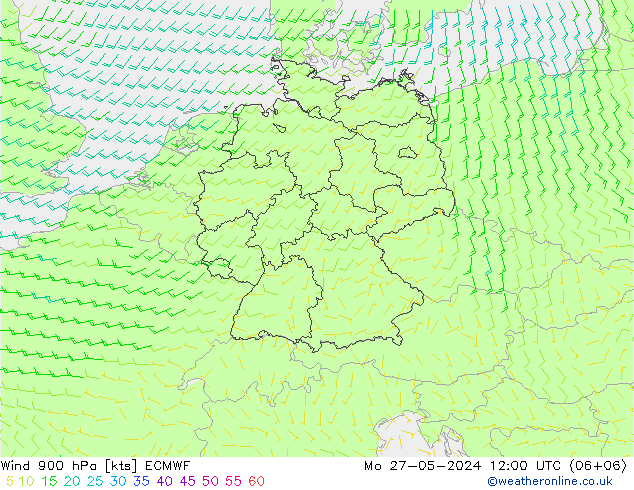 Wind 900 hPa ECMWF Mo 27.05.2024 12 UTC