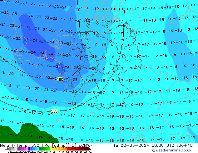 Z500/Rain (+SLP)/Z850 ECMWF Tu 28.05.2024 00 UTC