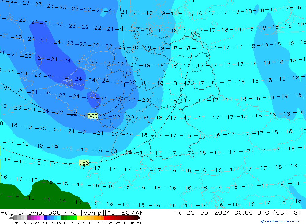 Z500/Regen(+SLP)/Z850 ECMWF di 28.05.2024 00 UTC