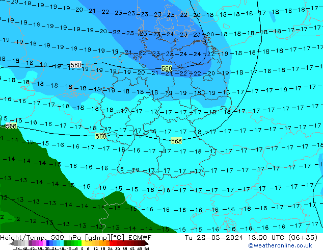 Z500/Regen(+SLP)/Z850 ECMWF di 28.05.2024 18 UTC