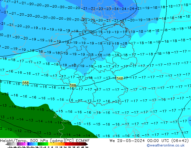 Height/Temp. 500 hPa ECMWF We 29.05.2024 00 UTC