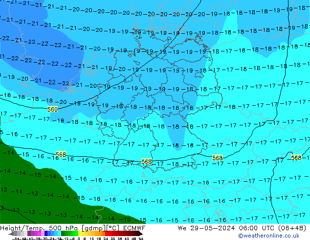 Z500/Rain (+SLP)/Z850 ECMWF We 29.05.2024 06 UTC