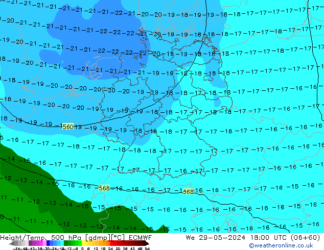 Z500/Rain (+SLP)/Z850 ECMWF Qua 29.05.2024 18 UTC