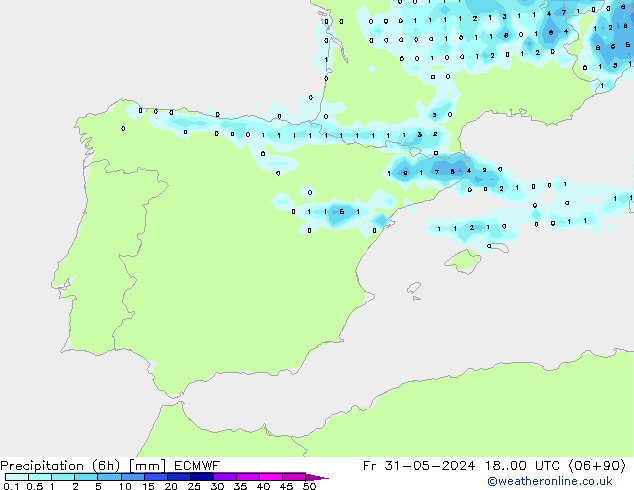 Z500/Regen(+SLP)/Z850 ECMWF vr 31.05.2024 00 UTC