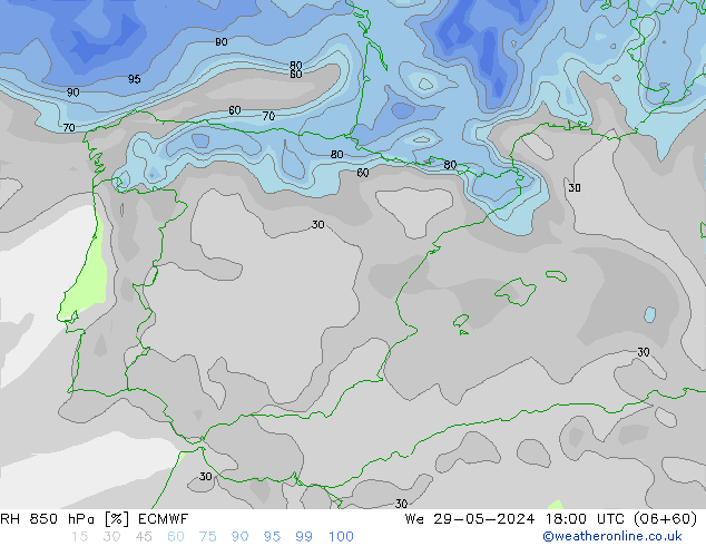 RV 850 hPa ECMWF wo 29.05.2024 18 UTC
