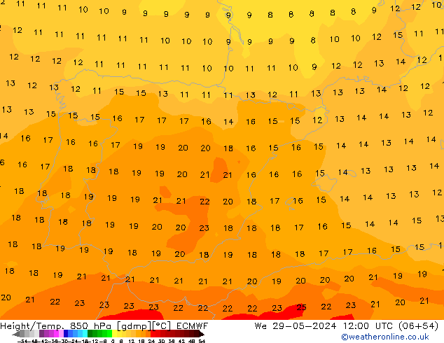 Z500/Rain (+SLP)/Z850 ECMWF Qua 29.05.2024 12 UTC