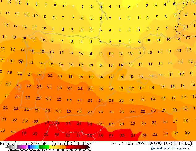 Z500/Regen(+SLP)/Z850 ECMWF vr 31.05.2024 00 UTC