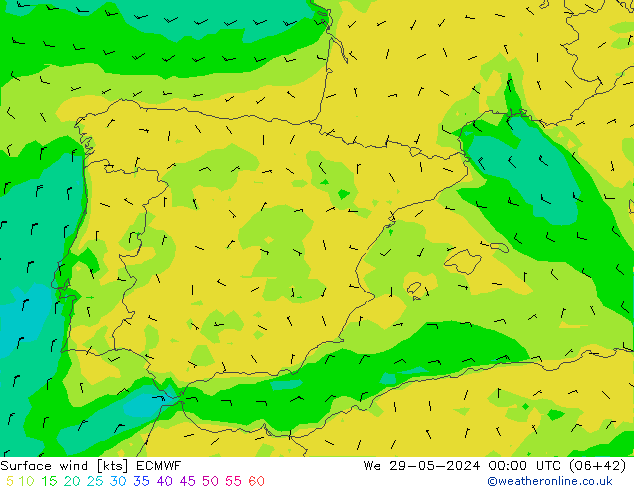 Surface wind ECMWF St 29.05.2024 00 UTC