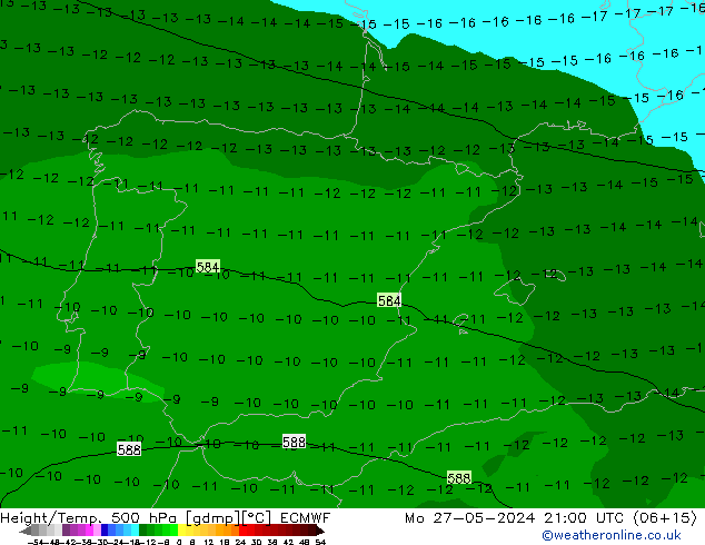 Hoogte/Temp. 500 hPa ECMWF ma 27.05.2024 21 UTC