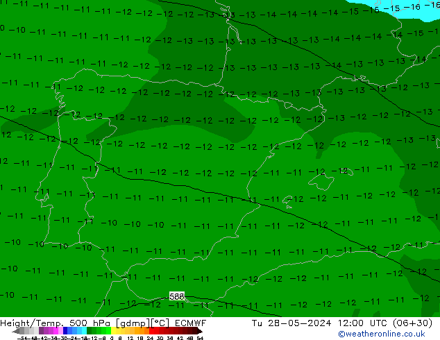 Z500/Rain (+SLP)/Z850 ECMWF Ter 28.05.2024 12 UTC