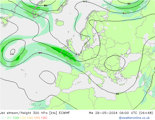 Corriente en chorro ECMWF mié 29.05.2024 06 UTC