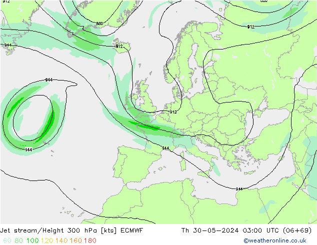 Straalstroom ECMWF do 30.05.2024 03 UTC