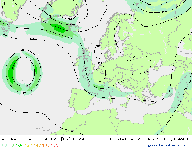 Jet stream/Height 300 hPa ECMWF Fr 31.05.2024 00 UTC