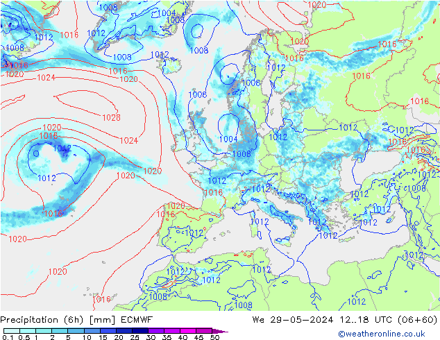 Z500/Rain (+SLP)/Z850 ECMWF mer 29.05.2024 18 UTC