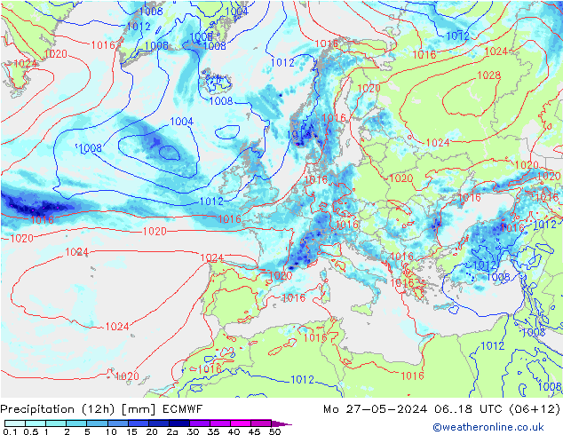 Yağış (12h) ECMWF Pzt 27.05.2024 18 UTC