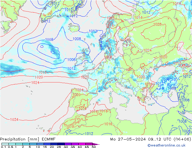 opad ECMWF pon. 27.05.2024 12 UTC