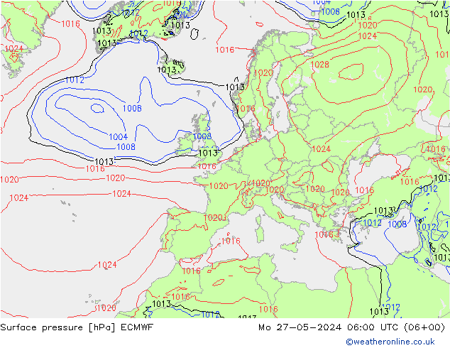 ciśnienie ECMWF pon. 27.05.2024 06 UTC