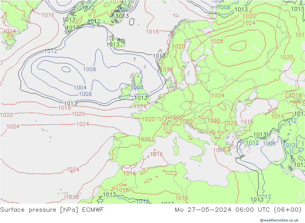 Luchtdruk (Grond) ECMWF ma 27.05.2024 06 UTC