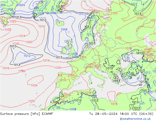 pressão do solo ECMWF Ter 28.05.2024 18 UTC