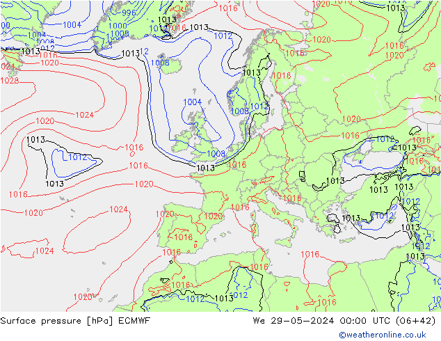 pression de l'air ECMWF mer 29.05.2024 00 UTC