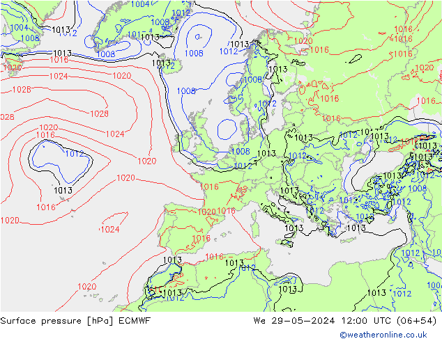 pression de l'air ECMWF mer 29.05.2024 12 UTC