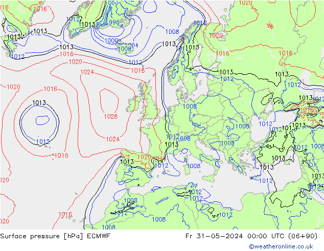 ciśnienie ECMWF pt. 31.05.2024 00 UTC