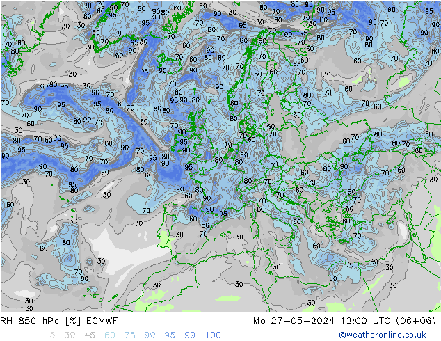 850 hPa Nispi Nem ECMWF Pzt 27.05.2024 12 UTC