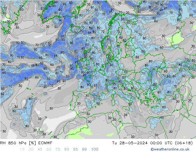 RV 850 hPa ECMWF di 28.05.2024 00 UTC