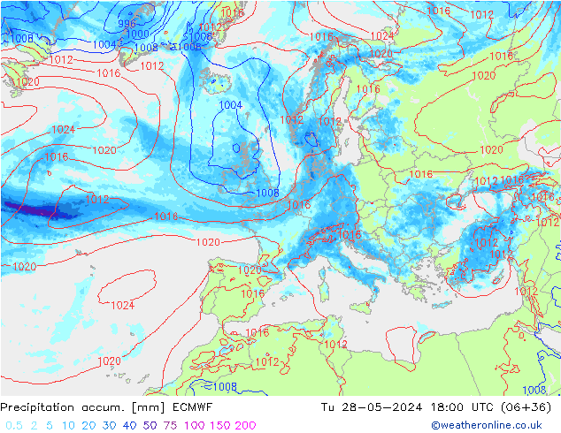 Precipitation accum. ECMWF Tu 28.05.2024 18 UTC