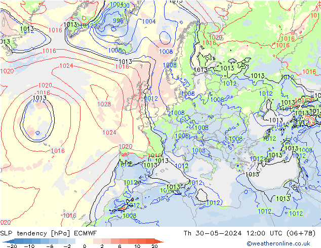 Drucktendenz ECMWF Do 30.05.2024 12 UTC