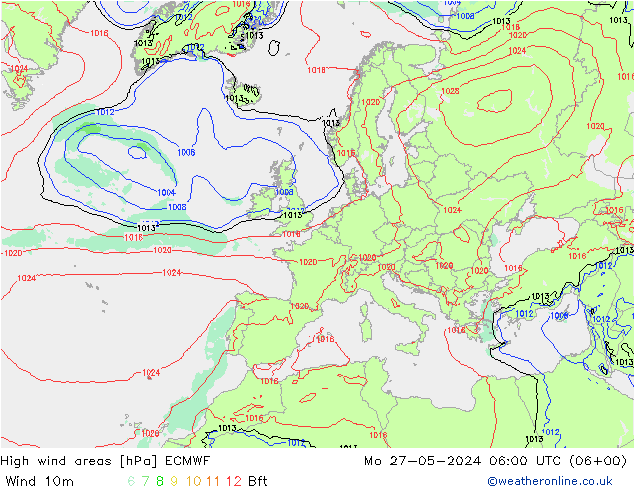 Windvelden ECMWF ma 27.05.2024 06 UTC