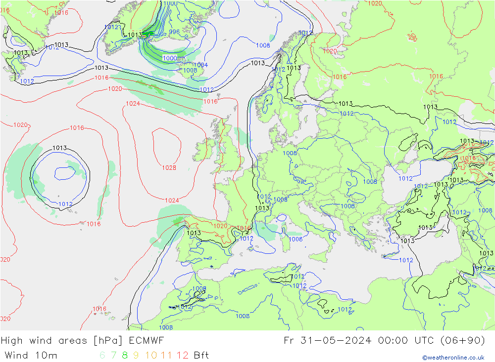 High wind areas ECMWF ven 31.05.2024 00 UTC