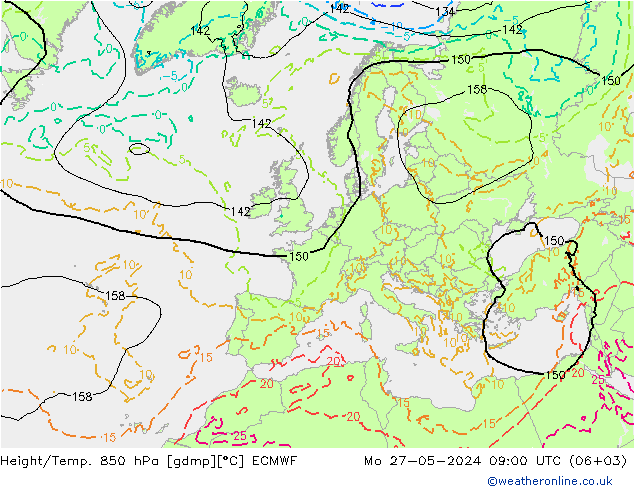Height/Temp. 850 hPa ECMWF 星期一 27.05.2024 09 UTC