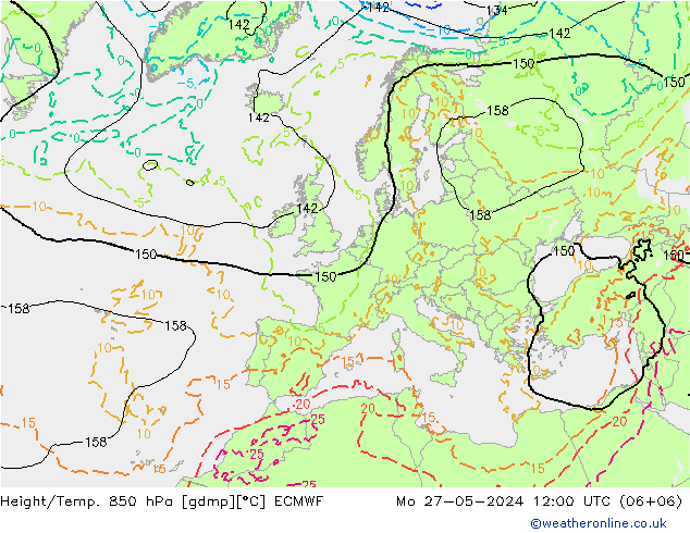 Z500/Rain (+SLP)/Z850 ECMWF Po 27.05.2024 12 UTC