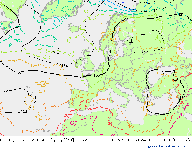 Z500/Rain (+SLP)/Z850 ECMWF Mo 27.05.2024 18 UTC