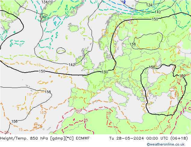 Z500/Regen(+SLP)/Z850 ECMWF di 28.05.2024 00 UTC