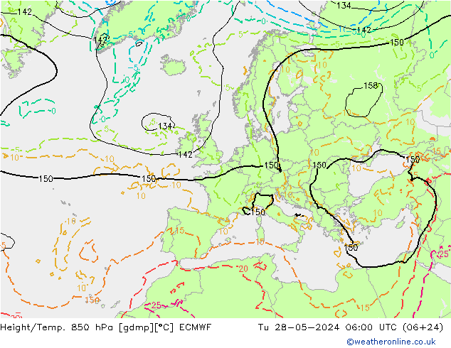 Z500/Rain (+SLP)/Z850 ECMWF Di 28.05.2024 06 UTC