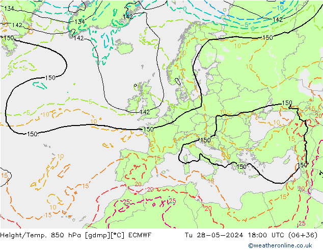 Z500/Regen(+SLP)/Z850 ECMWF di 28.05.2024 18 UTC