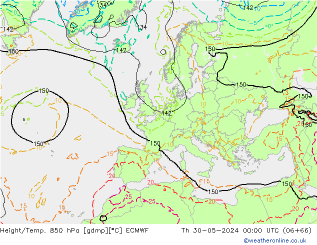 Z500/Rain (+SLP)/Z850 ECMWF Th 30.05.2024 00 UTC