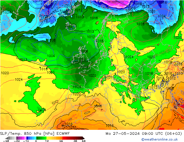 SLP/Temp. 850 hPa ECMWF  27.05.2024 09 UTC