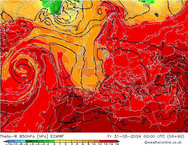 Theta-W 850hPa ECMWF vr 31.05.2024 00 UTC