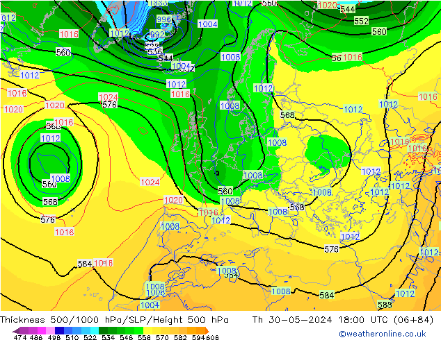 Thck 500-1000hPa ECMWF Th 30.05.2024 18 UTC