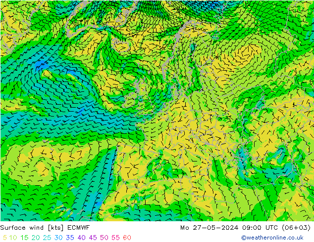 Surface wind ECMWF Mo 27.05.2024 09 UTC