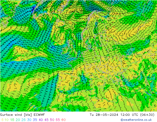 Wind 10 m ECMWF di 28.05.2024 12 UTC