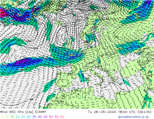 Vento 950 hPa ECMWF Ter 28.05.2024 18 UTC