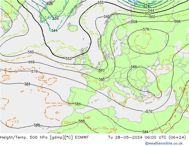 Height/Temp. 500 hPa ECMWF mar 28.05.2024 06 UTC