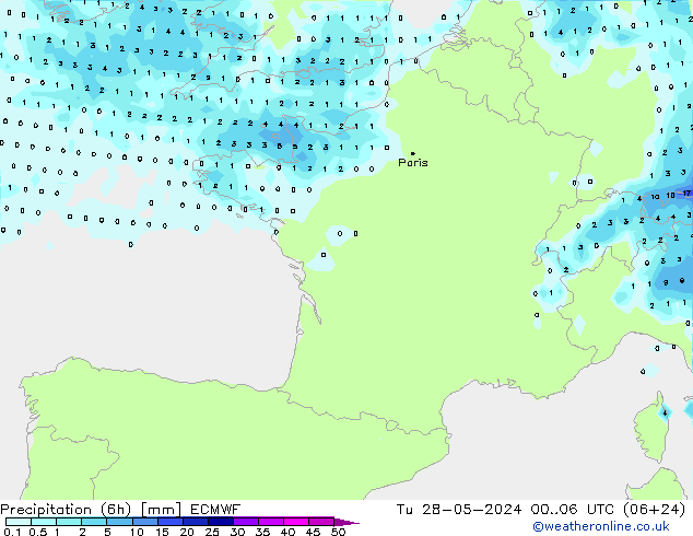 Z500/Rain (+SLP)/Z850 ECMWF  28.05.2024 06 UTC